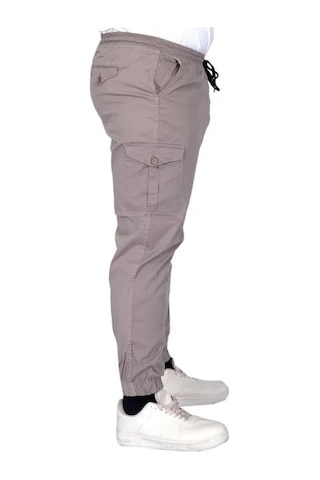 Büyük Beden Erkek Pantolon Keten Kargo Jogger 21911 Taş Rengi Taşrengi