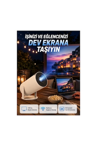 Full Hd 4k Destekli Akıllı Projeksiyon 130 İnç Ekran, Uzun Ömürlü Ampul Ve Çoklu Giriş - Lisinya