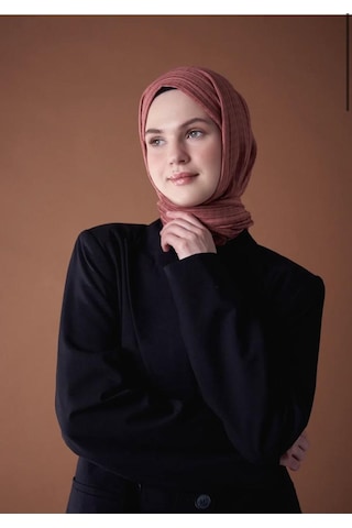 Modakaşmir Misto Pamuk Marsala Renk Şal Gül