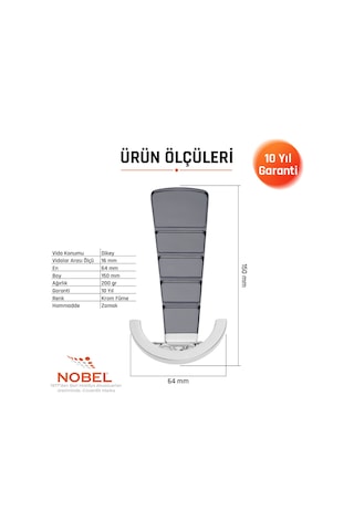 Tivist Lüks Portmanto Askı, Metal, Vestiyer Askı, 200 Gr, Dolap Askılık, Duvar Askılığı, Krom Füme Vidalı 5 Adet
