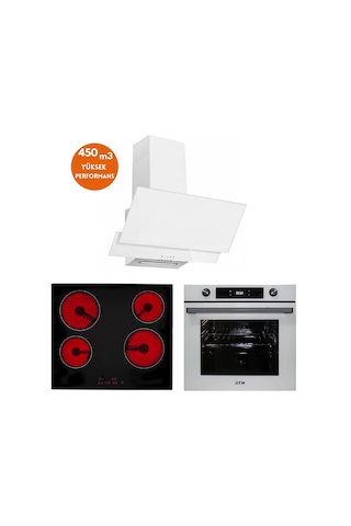 Eminçelik Ve Afm Tech VC640 + FM7701+ FM3301 Loft Elektrikli Vitro. Dijital Ankastre Set