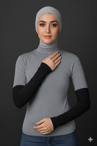 Sonbaharmoda Kadın Tesettür Likralı Esnek Düz Penye Kolluk Siyah