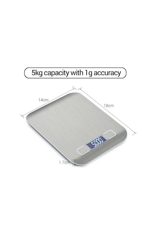 Geeksen Küçük Mutfak Dijital Terazi, 5kg Hassasiyet, 4 Ölçü Birimi G, Ml, Oz, Lb , Usb Şarjlı, Pembe Arka Işık, Tencere Ve Fırın İçin Gümüş