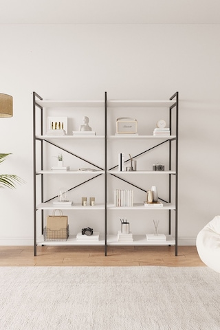 Nilamu Beyaz 150 Cm Kitaplık / Organizer / Ofis / Ev / 5 Raflı Kitaplık/ 150 170 34 Beyaz