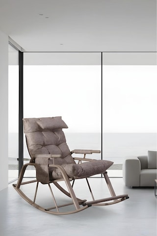 Metatek Sallanan Sandalye, Minderli Baba Koltuğu, Metal Tv Koltuğu, Dinlenme Koltuğu, Emzirme Koltuğu Kahverengi