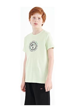 Tommylife Tommy Life Açık Yeşil Nakış İşleme Detaylı O Yaka Standart Kalıp Erkek Çocuk T-shirt - 11115 AÇIK YEŞİL