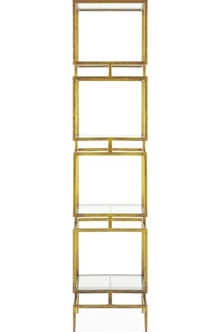 Olope Gold Metal 4 Raflı Kitaplık Çiçeklik Gümüşlük Duvar Rafı