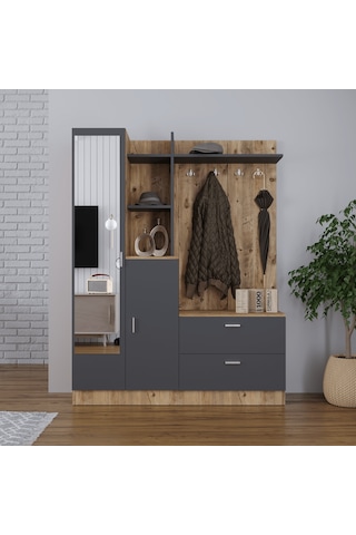 Robinhome Robin Home Jessie Vestiyer Ayakkabılık Portmanto Aynalı Raf Çam-G