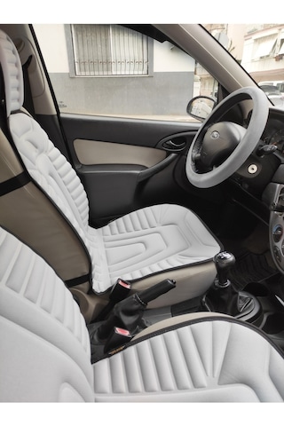 2,li Oto Koltuk Kılıfı Minder Alkantra Kumaş Gri Renk Slikon Direksiyon Kılıfı