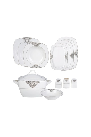 Emsan Yeni Yasemin Platin Hs Bone 60 Parça Yemek Takımı Beyaz