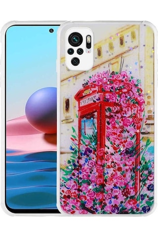 Xiaomi Poco M5s Kılıf Simli Desenli Kamera Korumalı Parlak Zore Popy Kapak Kulübe