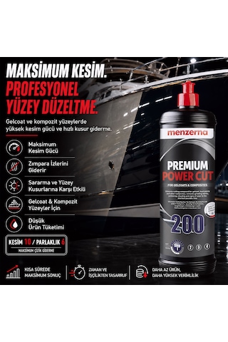 Menzerna Power Cut 200 Jelkot Boya Kompozit Çizik Giderici Kalın Pasta 1 Lt Fiberglas Marin Tekne