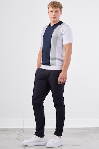 Dufy Lacivert Blok Desen Erkek Triko - Slim Fit Lacivert