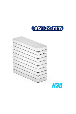 Köşeli Neodyum Mıknatıs Dikdörtgen 30X10X3 Mm - 5 Adet