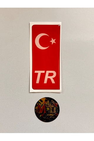 Tr Yazılı Ayyıldızlı Damla Etiket Kabartmalı Plaka Pulu Sticker Kırmızı Pul 2 Adet Kırmızı