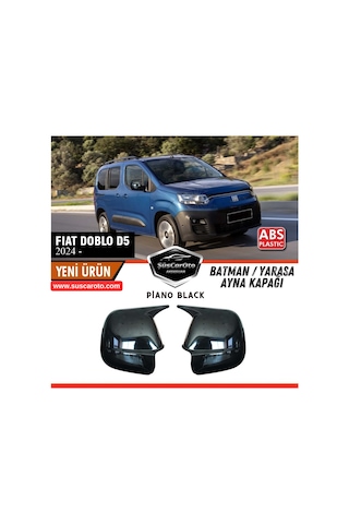 Fiat Doblo D5 2023 Sonrası Uyumlu Batman Yarasa Ayna Kapağı Piano Black Abs Plastik Sağ Sol Takım 00 Şüscaroto Aksesuar
