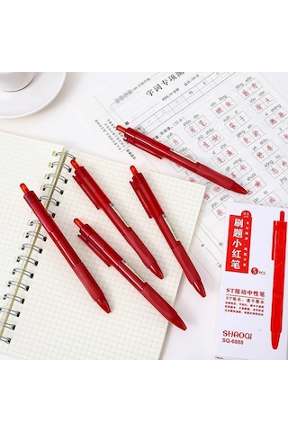 Tcherchı Yaratıcı 5 Parça St Kalem Kafası 0.5mm Bahar Kafa Basın Kırmızı Jel Kalem Karbon Su Kalem