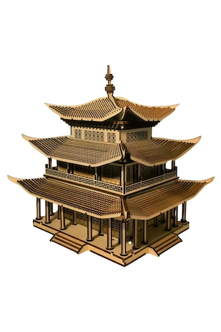 Geleneksel Doğu Köşkü Ahşap Maket Seti Dıy 3d Puzzle Pagoda Tarihi Mimari Koleksiyoner Modeli 466 Parça