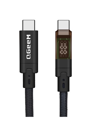 Qgeem Qg04 Dijital Led Göstergeli Type-c To Type-c Pd 40g 8k 60hz Data Kablosu 240w 1m Siyah