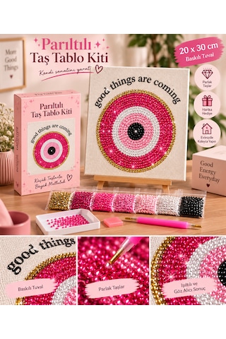 Bedazzling Taşlı Tuval Kiti Küçük Boy Pembe Nazar 1 Adet Bedazzling Taşlı Tuval Kiti Küçük Boy Pembe Nazar 1 Adet