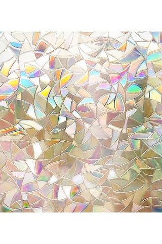 Dianziye 3d Desenli Statik Cam Filmi - Gizlilik Sağlar, Güneş Işığını Filtreler, Renkli Görsel Etki Oluşturur 45x200/300cm Seçenekli Beyaz