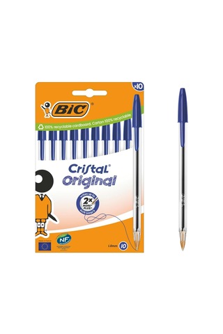 Bıc Cristal Orijinal Tükenmez Kalem, Orta Uçlu 1,00 Mm , Altıgen Şaft Ve Uygun Kapaklı - Mavi, Her Biri 10 Adet Ka Genel