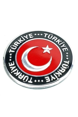 Kabartmalı Türkiye Yazılı Metalize Yuvarlak Türk Bayrağı Bayrak Oto Sticker DİĞER