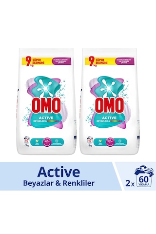 Omo Matik Active Beyazlar & Renkliler Toz Deterjanı 2 x 9 KG
