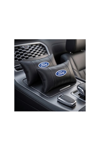 Ford Logolu Oto Koltuk Boyun Yastığı 2 Parça Tüm Modeller İçin Uygundur Siyah