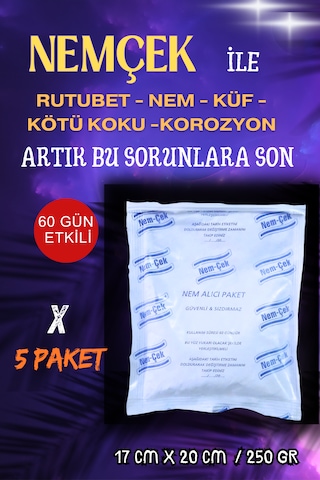 Nemçek Nem Alıcı Tutucu Rutubet Giderici Önleyici Korozyon Önleyici Koku Giderici 250 GR X (5 Paket)