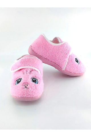 Gezer Peluş Çocuk Günlük Kreş Ayakkabısı Panduf Pembe-kedi