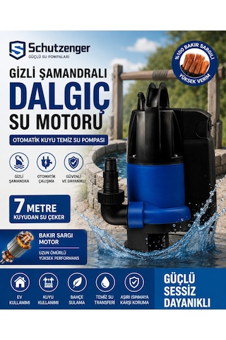 German Bakır Sargı 2 Hp Gizli Şamandıralı Kirli Temiz Yüzme Havuzu Gölet Sel Su Aktarma Pompası