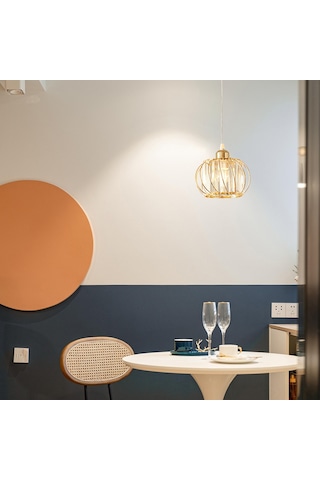 Symbee Kahve Dükkanı, Restoran, Mağaza Vitrini İçin Modern Kreatif Demir Çelik Retro Tek Kafa Adam Figürlü Sarkaç Avize - Işık Kaynağı Yok Altın