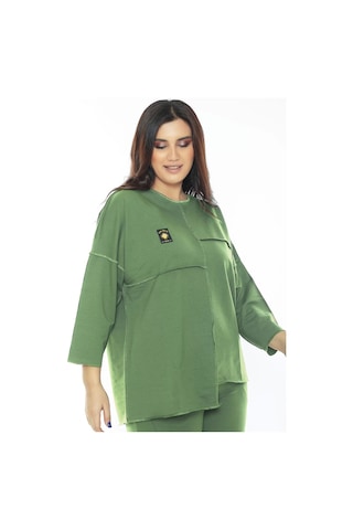 Lady Majestic Cotton 1. Kalite Büyük Beden Özel Tasarım Eşofman Takımı Çağla Yeşili Yeşil