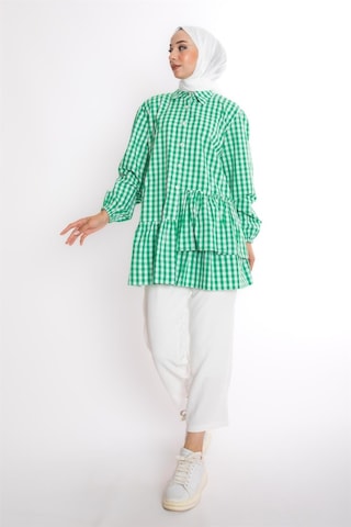 Ekose Yeşil Tunik Çok Renkli