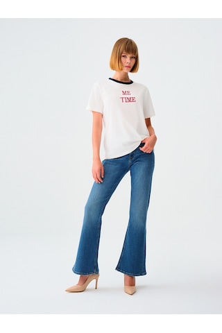 Oversize Fit Kadın Bluz K.kol Beyaz