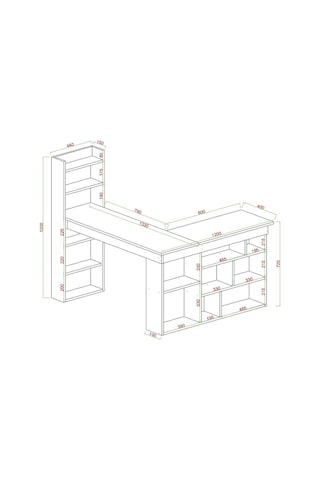 Venedik 13 Raflı Çalışma Masası, Atlantik Çam - Antrasit