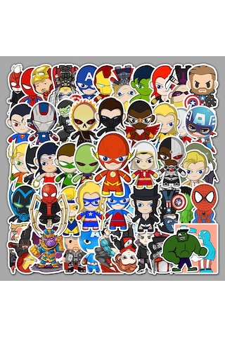Cajuart 50 Adet Tekrarsız Anime Kahraman Pvc Sticker 03