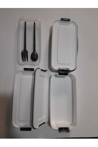Gondol Plastik Reis Home 3 Katlı Beslenme Kabı Çatal Kaşık Içerisinde Gri Renk