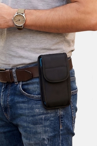Lederax Xl Kumaş Kemere Takılan Telefon Kılıfı Bel Çantası Ld677 Siyah