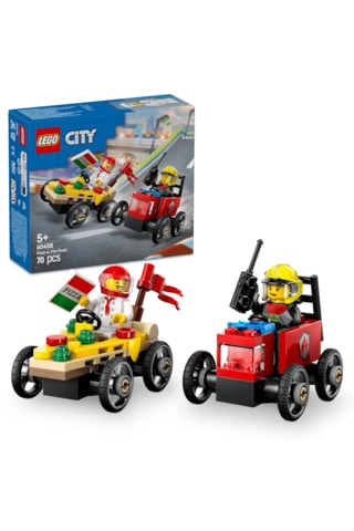 LEGO® City Pizza Arabası İtfaiye Kamyonuna Karşı Yarış Arabası Paketi 60458 -5 Yaş ve Üzeri Çocuklar için Yaratıcı Oyuncak Yapım Seti(70P)
