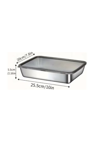 Çok Amaçlı Paslanmaz Çelik Fırın Ve Saklama Kabı 25x20x5 Cm 446721
