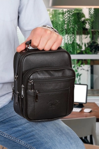 Erkek Hakiki Deri Çelik Kasalı El ve Omuz Çantası Büyük Boy Siyah