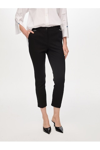 Faik Sönmez Metal Aksesuar Detaylı Slim Fit Örme Pantolon S26pnt041 Us26pnt04110 Siyah