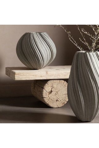 Mudo Home Spıral Vazo Bej 34x32cm Gri