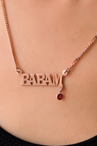 Papatya Silver 925 Ayar Gümüş Rose Kaplama Babam Yazılı Gurmet Zincir Kadın Kolye