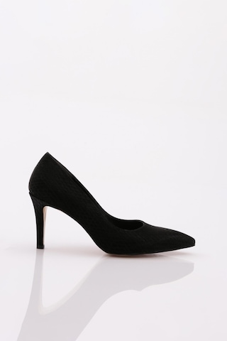 Dgn 1002 Kadin Topuklu Stiletto Ayakkabi 1002-2453-R11294 Siyah Baskılı