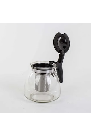 Büro Ev Ofis Çay Keyfi İçin Cam Süzgeçli Demlik Gri