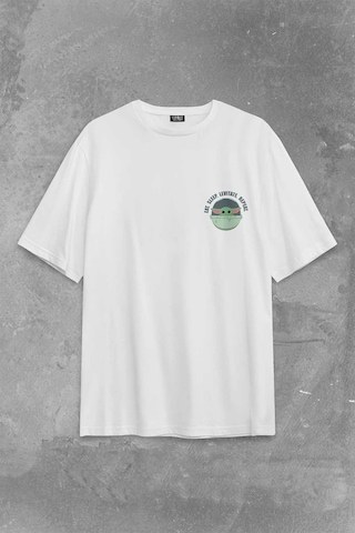 The Mandalorian Bebek Yoda Cep Tasarımı Star Wars Sırt Ön Baskılı Oversize Tişört Unisex T-shirt 001