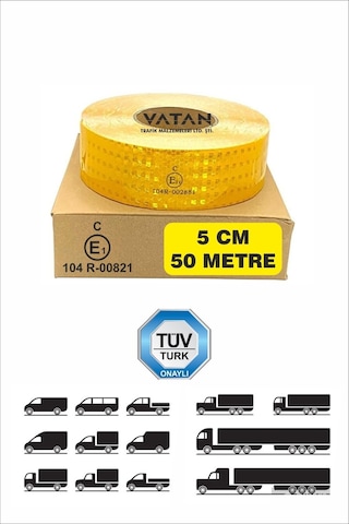 Reflektif Reflektiv Şerit Bant Reflektör 50 Metre Tüvtürk Uyumlu (548480198)
